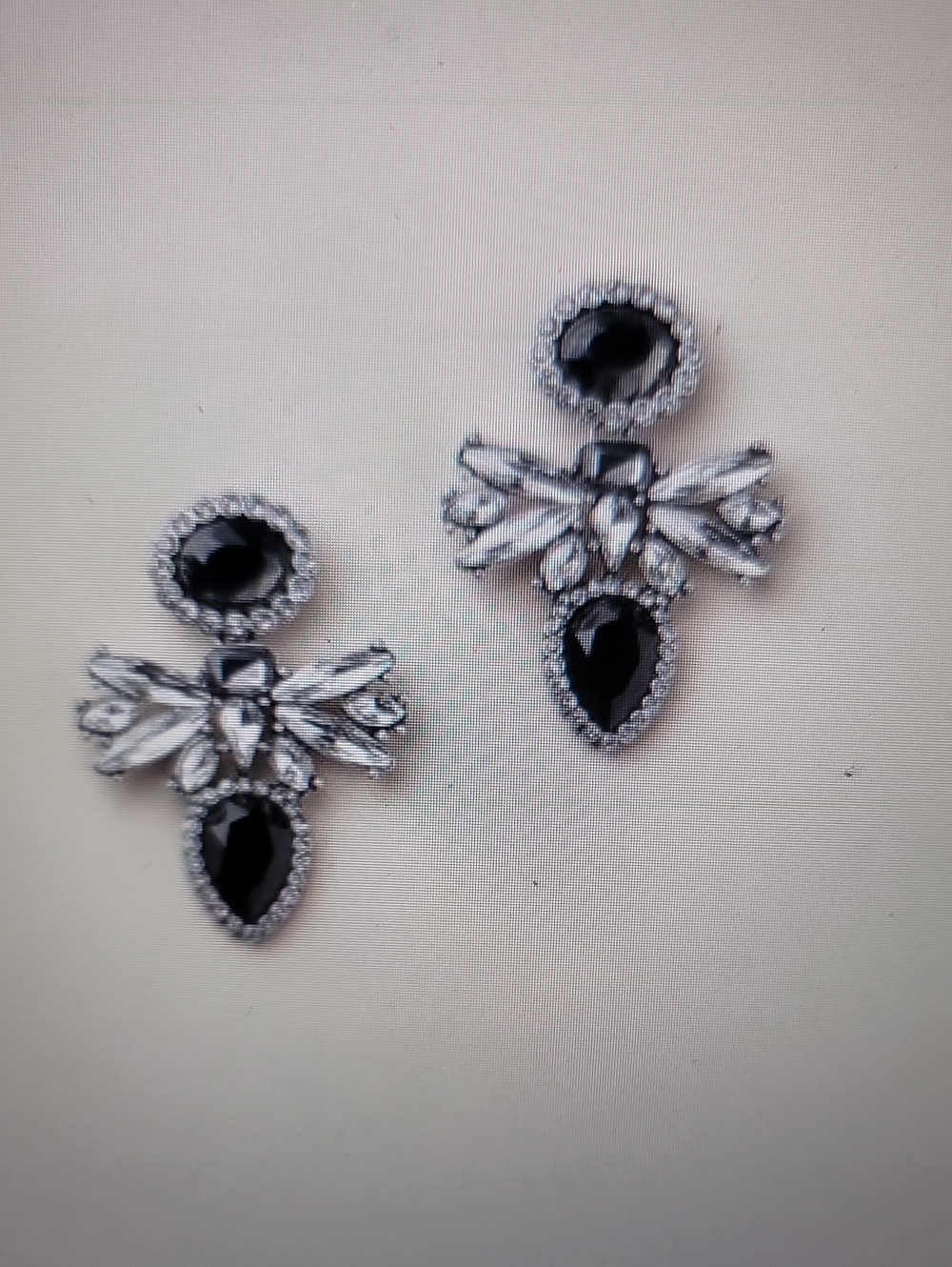 Black and Silver Crystal Drop Earrings - Elegant Statement Jewelry